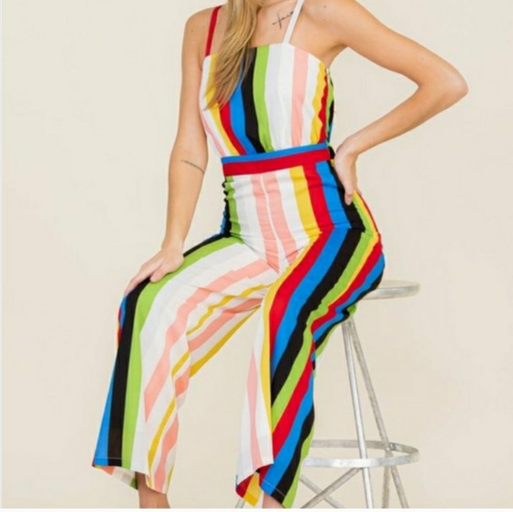Women's striped jumpsuit